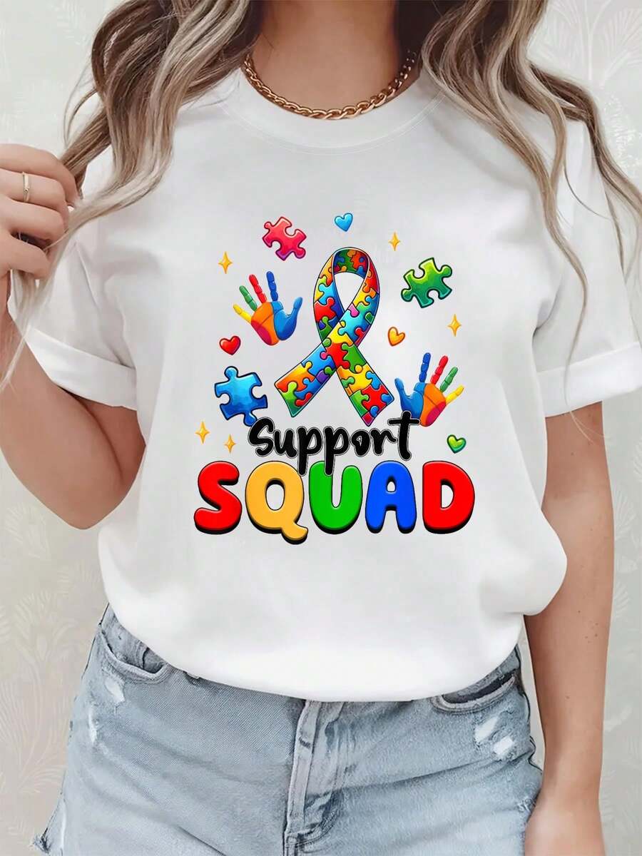 blusas para mujer tops, Camiseta de apoyo y aceptación del autismo - Blanco - Ver 1