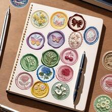 50 Creative Flower Relief Seal PET Transparent Stickers Waterproof DIY Hand Account Notebook Cup Mobile Phone Stickers - Multicolor - View 8