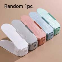 20/10 pares Estantería ajustable de doble nivel para zapatos, organizador de zapatos plegable, estantería apilable ahorradora de espacio, estantería de almacenamiento de zapatos de plástico, herramienta de organización del hogar - Multicolor - Ver 12