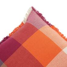 Atmosphera Cuscino Yucatan con frange, 45 x 45 cm, tessuto madras. - Multicolore - Visualizzare 4