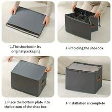 Foldable Fabric Shoe Storage Box, Holds Up To 12 Pairs, Large Capacity Covered Shoe Organizer, Suitable For Wardrobe, Transparent Lid For Dust-Proof And Moisture-Proof, Washable Multi-Purpose Shoe Box For Home, School, Dorm - Multicolor - View 6