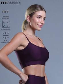 FITNESS TOP WITH NON-TRANSPARENCY STRAPS AND HIGH SUPPORT - Burgundy - View 2