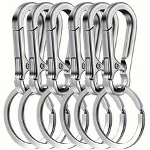 6 móc khóa kim loại bền chắc - Bộ móc khóa và vòng chìa khóa tiện dụng với kẹp chắc chắn và móc chìa khóa xe hơi - Dùng được cho cả nam và nữ - 6 móc khóa - Xem 1