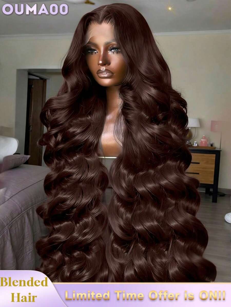 蕾丝前假发，真人混纺柔软 Remy 13x4 高清蕾丝前假发，200 密度水波纹巴西原生真人混纺假发