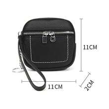 新款女士钱包 女式软皮零钱包 拉链钱包 小零钱卡包 钥匙耳机包 - 黑色 - 查看 5