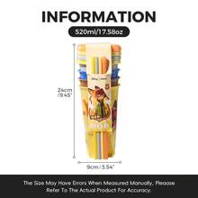 Miniso Disney Zootopia 520ml Plastic Straw Cup 4 Packs Set, 2 Styles, Viral Gift - Multicolor - View 10