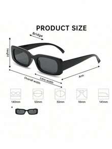 1/2 Pair Retro Square Glasses, Classic Black Frame Eyeglasses For Men And Women, Luxury Fashion Flattering Large Face, Narrow Frame Polarized Lens Gift - 查看 5