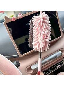 Bộ 3 chổi quét bụi mini cho ô tô, chổi vệ sinh nội thất màu hồng, chổi lông mềm dùng để làm sạch bụi trong cửa gió và những không gian hẹp, dụng cụ quét bụi bằng sợi microfiber có thể thu gọn và uốn cong, chất liệu sợi polyester, loại bỏ bụi bẩn hiệu quả (27-76cm) - A - Xem 5
