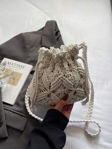 Small Design With Unique Style, Cross-Slung Shoulder Dual-Purpose Versatile, Bucket Shape Storage Practical, Hollowed-Out Technology Fresh And Chic, Beach Vacation Travel Suitable, Simple Fashion To Show Lazy Atmosphere Sense, - Multicolor - View 11