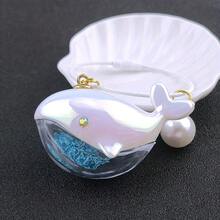 1Pc/2/3Pcs Fashion Resin Whale Keychain With Pearl Accents – Perfect For Couples, Bag Charm And Car Key Ring Accessory - Multicolor - View 5