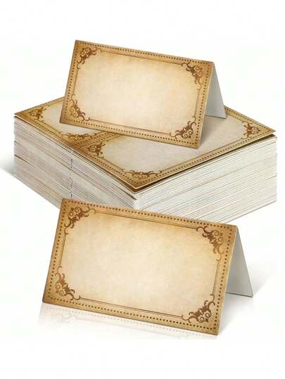 50pcs Vintage Table Cards, 3.5" X 2" Wizard Tent Cards, Magic Themed Place Cards Suitable For Buffet, Wedding, Party, Wizard Party To Reserve Seats