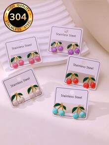 优雅轻奢花朵心形月亮精油耳环套装，采用优质不锈钢材质，完美适用于日常佩戴、婚礼、派对和度假等场合。 - 新耳環 - 查看 4