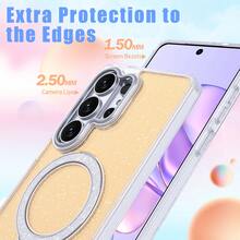 360° Rotating Holder, Glitter Craftsmanship, High Density Luminous Texture, Magnetic Car Mount, Suitable Compatible With Iphone 17 Pro Max/16/15/14/13/12/11/XR, Galaxy S26 Ultra/S25/S24/S23/S22, 9/9 Pro/9 Pro XL/10/10 Pro/10 Pro XL - Orange - View 7