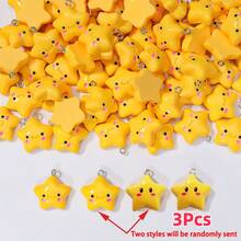 Mặt dây chuyền hình ngôi sao dễ thương, làm từ chất liệu nhựa màu vàng, thích hợp để tự làm trang sức, vòng cổ, vòng tay, móc khóa và các sản phẩm thủ công khác, không có chất liệu khảm, chủ đề đáng yêu. - Nhiều màu - Xem 15