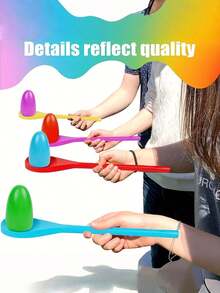 2pcs Sports Competition Egg Balance Ball Running Game Toy Balance Spoon Sensory Training Equipment Outdoor Exercise Game (Product Is Made Of Wood, Some Minor Bumps Are Normal And Do Not Affect Normal Use) - Multicolor - View 2