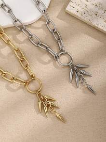 1pc Fashionable European And American Gothic Punk Rivet Chain Pendant Necklace, Suitable For Women's Daily And Party Wear - Multicolor - View 6