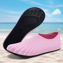Women's Geometric Pattern Minimalist Summer Beach Wading Shoes, Pink Fabric - Pink - View 10