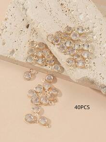 40 mặt dây chuyền đính đá thủy tinh trong suốt dạng vòng đơn/đôi, phụ kiện trang sức tự làm - Nhiều màu - Xem 8