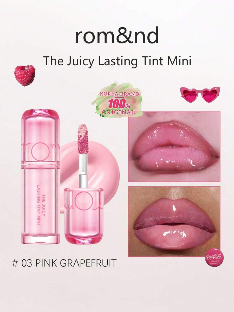 Rom&nd Romand THE JUICY LASTING TINT MINI, Moisturizing And Glossy Texture, Hydrating And Nourishing, Lightweight And Comfortable, Long-Lasting Color, Mini Travel Size, Great Gift, Korean Cosmetics - 03 PINK GRAPEFRUIT - 查看 1