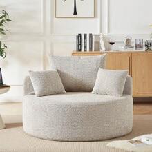 Chenille Foam Armchair, No Assembly Required, Fluffy Modern Sleeper Chair For Living Room, Bedroom, Lounge And Showroom - Khaki - View 8