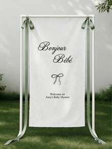 Personalized Wedding Welcome Sign, Customized Minimalist Welcome Banner, Banner With Bow Ribbon Set, Fabric Wedding Welcome Flag, Boho Wedding, Bridal Shower Sign, Custom Linen Wedding Decor, Ideal Gift For Him, Ideal Gift For Her, Baby Shower Gift - Multicolor - View 7