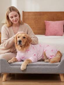 Dog Summer Shedding Hair Control Pajamas - Breathable High Stretch Full Coverage Pet Rompers, Summer Anti Licking & Bug Protective Jumpsuit For Medium Large Dogs, All Over Printing Dog Clothes - Cute Pin Stripe Bow Pattern - Multicolor - View 3