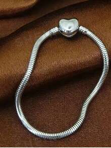 1 European And American Stainless Steel Heart-Shaped Simple Style Personalized Design Fashionable Versatile Bracelet Women's DIY Jewelry - Steel - View 3