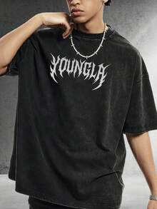 Men's Vintage GYM Graphic Tee | Summer Men's Street Style Retro Print T-Shirt | YLA Skull Design Front And Back | Niche Fashion Men's Clothing Y2k Clothing | Unisex - 黑色 - 查看 4