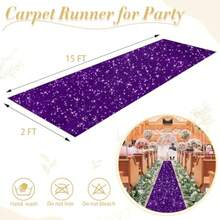 Alfombra de pasillo morada para fiestas 2 pies x 15 pies alfombra de lentejuelas para ceremonia graduación banquete decoración de pasillos decoración de pasillos interiores y - 2 pies x 15 pies - Ver 2