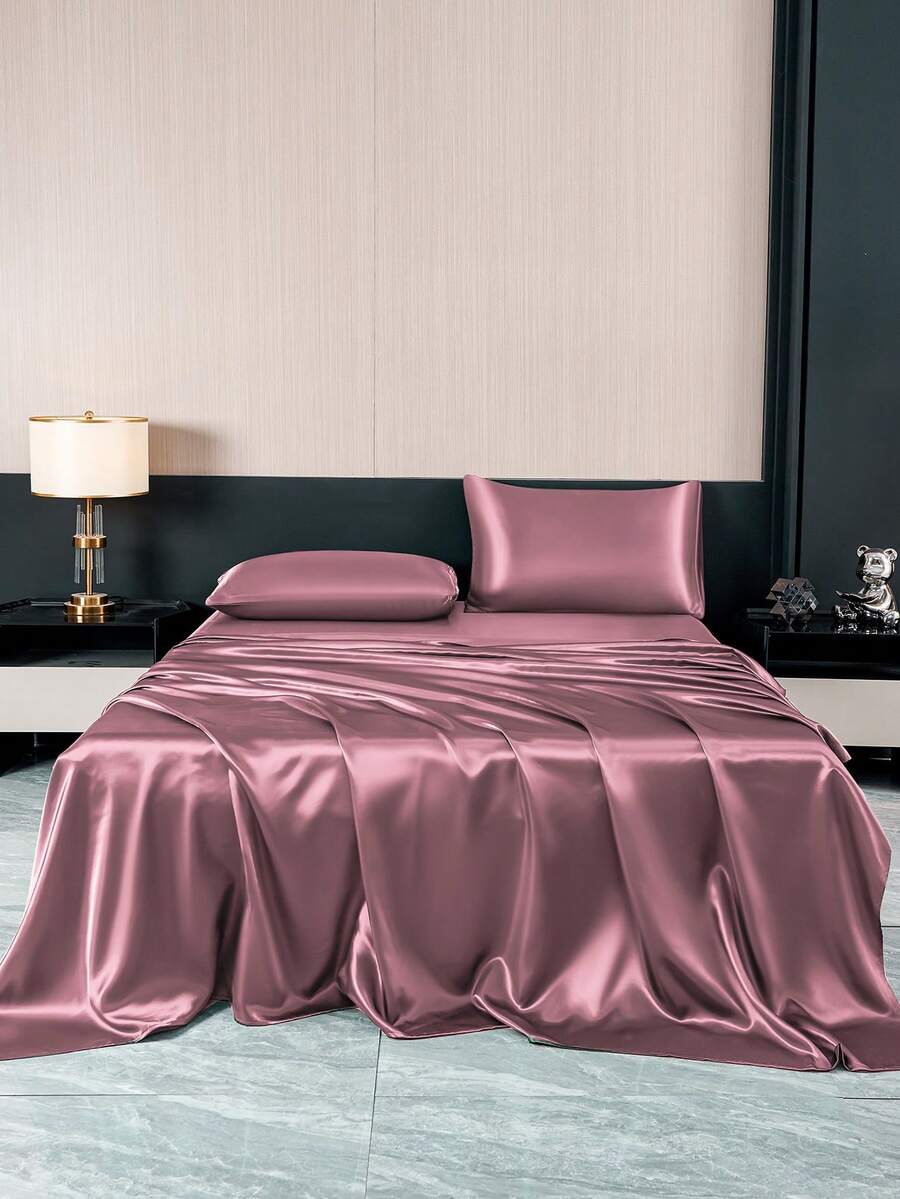 Bộ ga trải giường 4 món màu hồng nhạt satin giả lụa, bao gồm 1 váy giường, 1 ga phủ và 2 vỏ gối (không bao gồm ruột gối). Bộ váy giường satin sang trọng, có các kích cỡ Super King, King, Queen, Twin. Độ sâu váy giường lên đến 11,8 inch. Vỏ gối satin mềm mại, thoáng khí và chống nhăn, giúp nâng cao chất lượng giấc ngủ với vẻ ngoài sang trọng như khách sạn. Một món quà lý tưởng cho bố mẹ, bạn bè, bộ ga giường ký túc xá hoặc bộ ga giường mùa tựu trường. - Bụi hồng - Xem 1