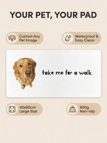 Custom Pet Photo Mouse Pad, Personalized Dog Cat Picture Desk Mat,  Large 40x80cm Waterproof Gaming Mouse Pad For Home Office - White - View 2