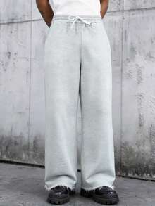 Quần thể thao nam dáng rộng, cạp chun, ống đứng, có dây rút - Màu Xám nhạt - Xem 3