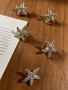 5 piezas Pasadores de pelo con strass en forma de estrella de mar para mujeres, accesorios para el cabello con flequillo lateral, delicados pasadores de pelo trenzados - Multicolor - Ver 5