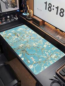 Extended Game Mouse Pad, XL Large Keyboard Mouse Pad, With Stitched Edges, Durable Non-Slip Rubber Base Mouse Pad, Suitable For Home Office Work, Van Gogh Almond Mouse Pad, Oil Painting Mouse Pad-Large Non-Slip Flower Table Pad For Office Decoration, PC, Notebook Computer - View 3