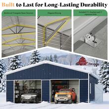 25*30*11.5 FT Extra Large Metal Garage Shed – Heavy-Duty Carport With Double Front Doors, Side Door & 4 Windows For Truck, Boat & Tractor Storage - Grey - View 6