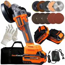 Amoladora Angular Inalámbrica 20V • Motor Sin Escobillas 1300W • Batería Doble • Multiusos - Naranja - Ver 1