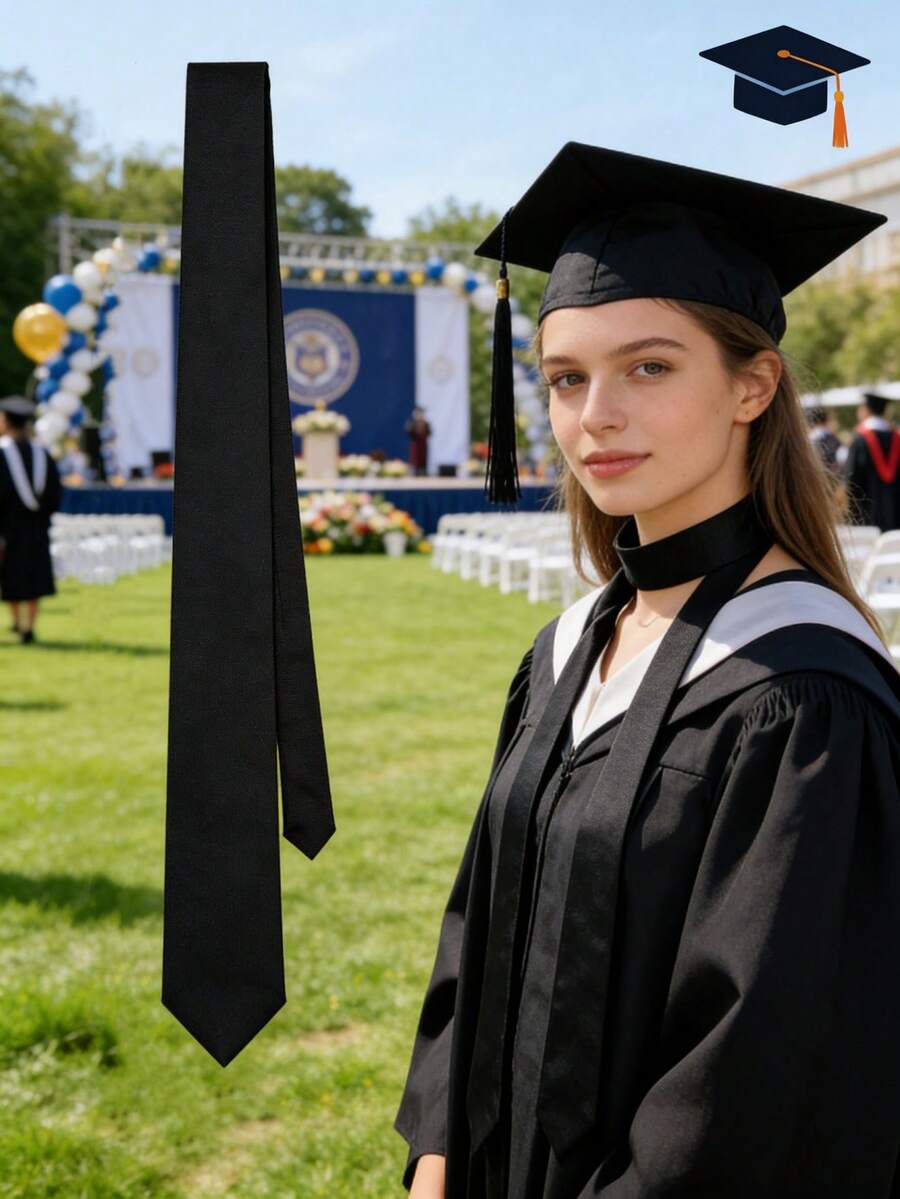 1pc Elegant Necktie, Academic Style JK Shirt Accessory, Graduation Gown Tie, Graduation Season High-End Gift - Multicolor - View 1