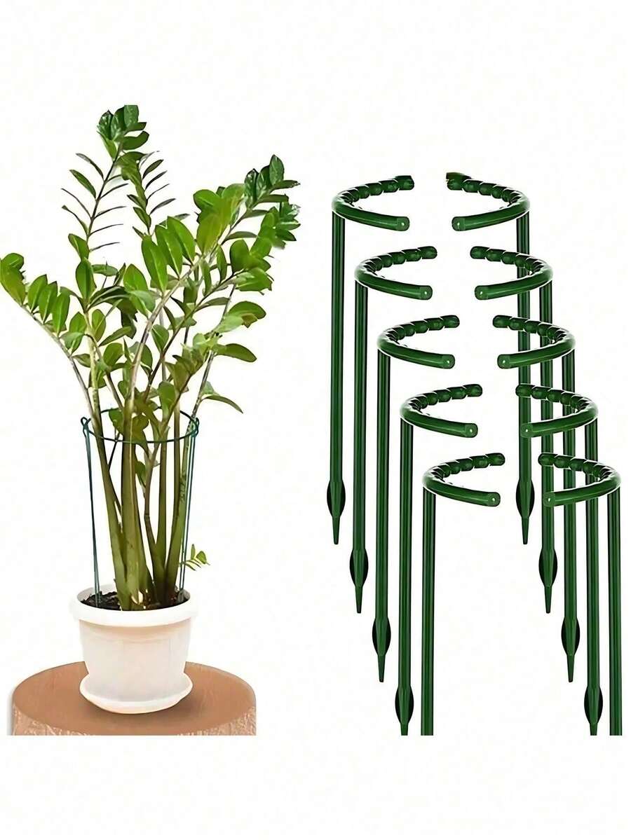 Plastic Semi-Circle Plant Support Rack, Suitable For Potted Plants, Plant Support Frame, Plastic Cage Rack, Indoor/Outdoor Small Plant Support Ring, Garden Floral Support Rack, Plastic Semi-Circle Planter Basket, Climbing Frame, Peony, Suitable For Indoor/Outdoor Small Plants, Semi-Circle Potted Plant Support Rack, Plastic Ring Plant Support - Multiple Styles - View 1