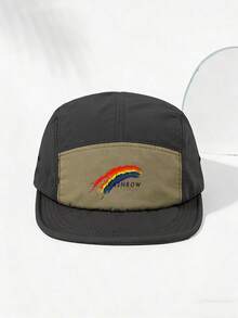 男士彩虹骄傲图案五片帽 | 可调节短帽檐老爹帽 | 休闲街头风棒球帽，节日礼物 - 彩虹帽 - 查看 7