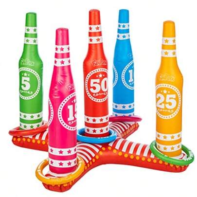 FunPark Ring Toss Outdoor Games Giant Pool Toys 3 Feet Tall Inflatable Pool Accessories Outdoor Toys for Adults and Family Pool Game Includes 5 Colorful Rings Durable Backyard Games