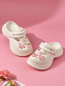 HAHABOBO Sandale noi pentru copii și fete, roz, cu model 3D colorat de floarea-soarelui, la modă, versatile și elegante, din material EVA, ușoare, confortabile, moi, pentru duș în interior, acasă, în aer liber, pentru plimbări și călătorii pe plajă, potrivite pentru primăvara și vara - alb - Vizualizare 5