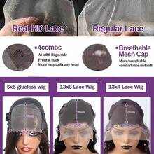 Curly Human Hair Wig With Bangs 13x4 Lace Short Water Wave Curly Glueless Wigs Layered Bob Wig Human Hair 250% Density Ready To Wear Wigs Glueless Human Hair For Women (12 Inch 1B Black) - Natural Black - 查看 10