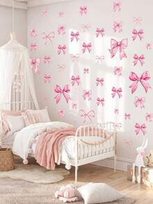 4Sheets-23pcs Pink Bow Wall Stickers,Light Pink Bow Knot Wall Decals,Watercolor Bow Wallpaper Peel And Stick For Home Bedroom Decor,Party,Notebook & Refrigerator, Romantic Geometric Theme,Wall Stickers For Bedroom,Wedding Decorations - A - View 6