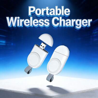 1pc Portable Magnetic Wireless Charger Adapter, Suitable For Apple Watch Series Ultra/9/8/7/6/SE/SE2/5/4/3/2/1, Plug And Play Smart Watch Wireless Fast Charging Adapter