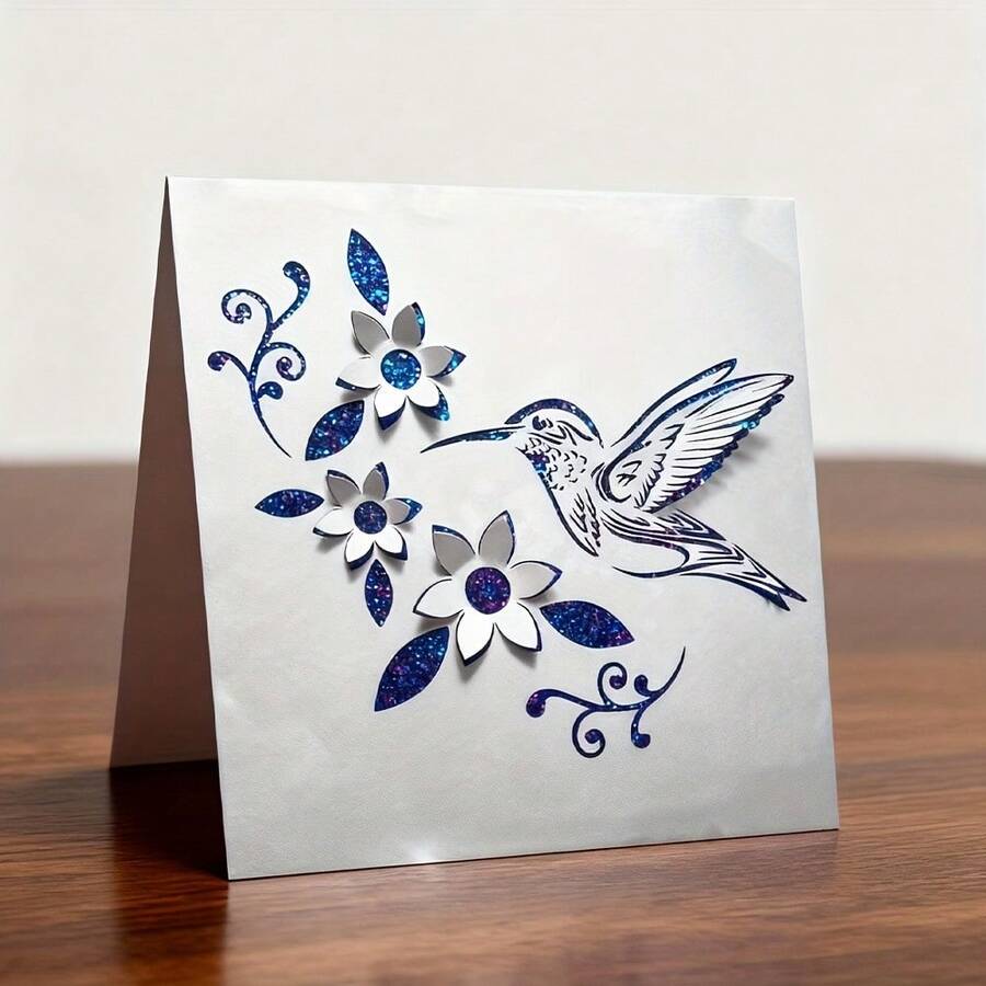 1件套蜂鸟与花朵金属切割模具，剪贴簿压花模具模板，适用于卡片制作、剪贴簿、手工卡片工艺品