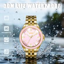 ZOEA Men Quartz Watches - 錶帶:金色/錶殼:淡紫色 - 查看 4