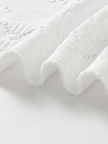 Hollow Lace Knitted Baby Blanket, 100% Cotton Class A Infant Swaddle Wrap, All Season Stroller Cover, Ins Style - White - View 6