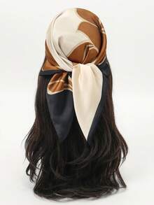 1pc Bandana Print Scarf, Fashion Faux Silk Neckerchief, Elegant Small Square Scarf For Women - Multicolor - View 9