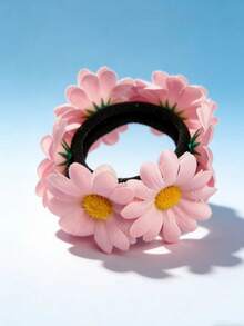 1pc Women's Fashion Bohemian Style Blue, Yellow, Pink Daisy & Sunflower Flower Hair Scrunchie, Suitable For Daily, Party, Decoration, Hair Accessories - Multicolor - View 12