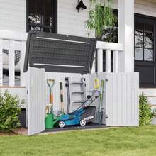 Outdoor Storage Cabinet 35 Cu.Ft Outdoor Trash Can Storage Shed Waterproof Horizontal Storage Shed Outdoor Storage for Garbage Bin Generator and Lawn Mower White - Blanco - Ver 6